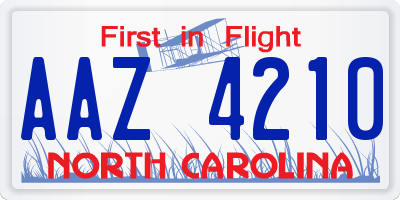 NC license plate AAZ4210