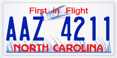 NC license plate AAZ4211