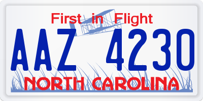 NC license plate AAZ4230