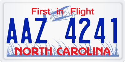 NC license plate AAZ4241
