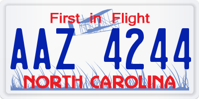 NC license plate AAZ4244