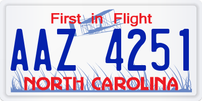 NC license plate AAZ4251