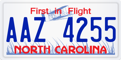 NC license plate AAZ4255