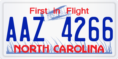 NC license plate AAZ4266