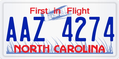 NC license plate AAZ4274