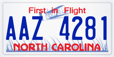 NC license plate AAZ4281