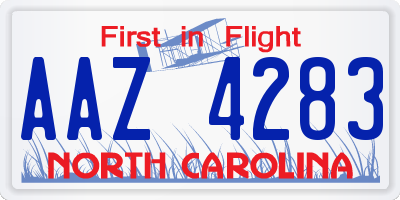 NC license plate AAZ4283