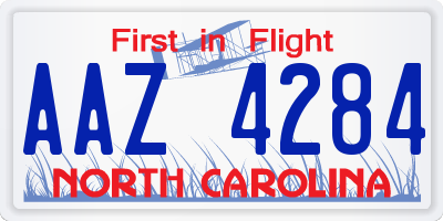 NC license plate AAZ4284