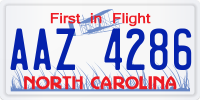 NC license plate AAZ4286