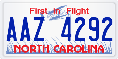 NC license plate AAZ4292