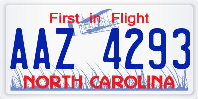 NC license plate AAZ4293