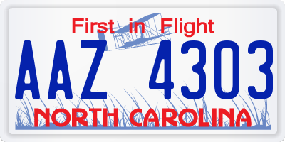 NC license plate AAZ4303