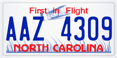 NC license plate AAZ4309