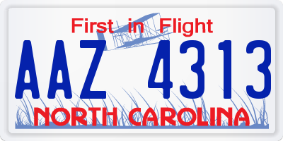 NC license plate AAZ4313