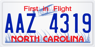 NC license plate AAZ4319
