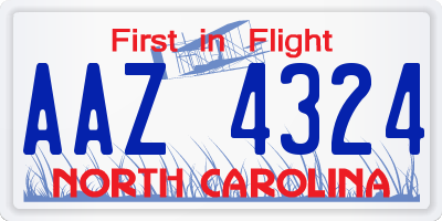 NC license plate AAZ4324