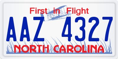 NC license plate AAZ4327