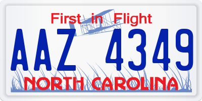 NC license plate AAZ4349