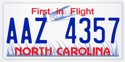NC license plate AAZ4357