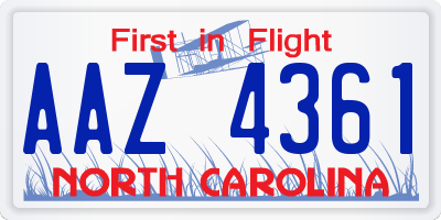 NC license plate AAZ4361