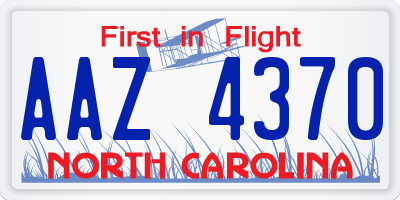 NC license plate AAZ4370