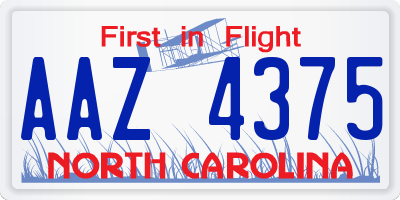 NC license plate AAZ4375