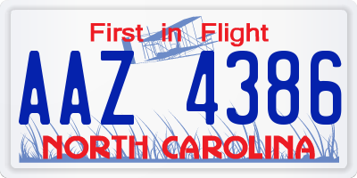 NC license plate AAZ4386