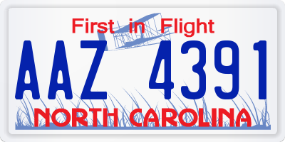 NC license plate AAZ4391