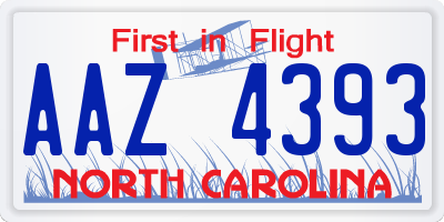 NC license plate AAZ4393