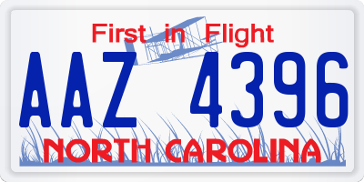 NC license plate AAZ4396