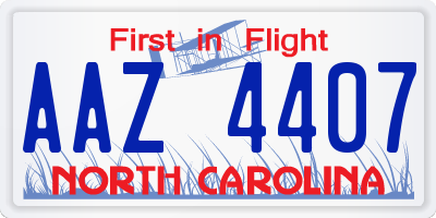 NC license plate AAZ4407