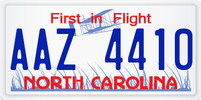 NC license plate AAZ4410