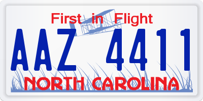 NC license plate AAZ4411