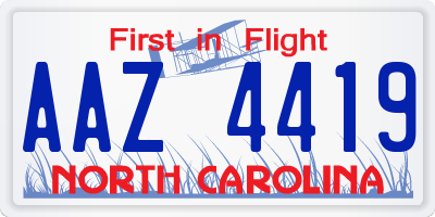 NC license plate AAZ4419