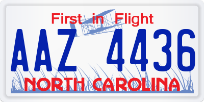 NC license plate AAZ4436