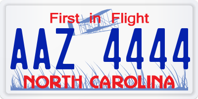 NC license plate AAZ4444
