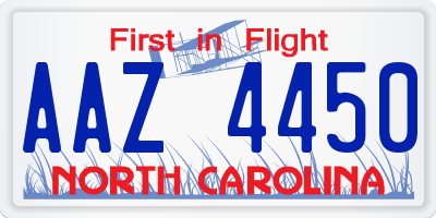 NC license plate AAZ4450