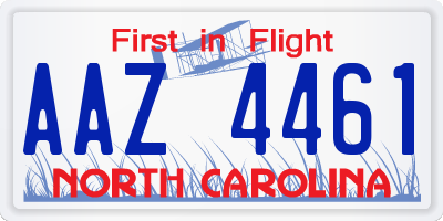 NC license plate AAZ4461