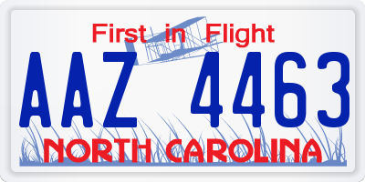 NC license plate AAZ4463