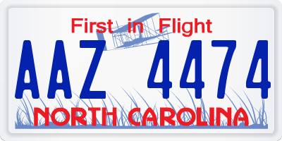 NC license plate AAZ4474
