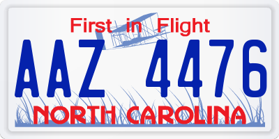 NC license plate AAZ4476