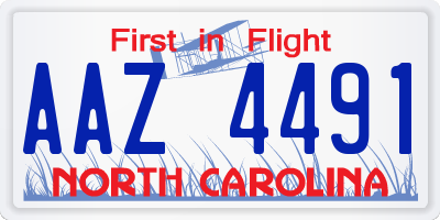 NC license plate AAZ4491