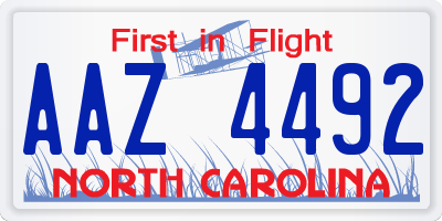 NC license plate AAZ4492