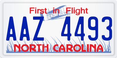 NC license plate AAZ4493