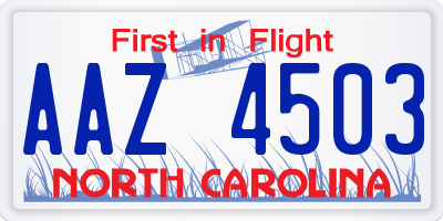 NC license plate AAZ4503