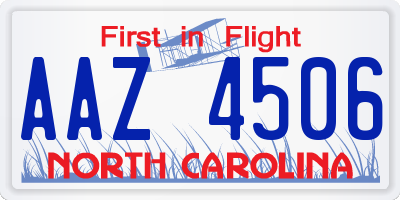 NC license plate AAZ4506