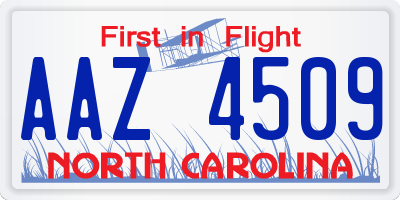 NC license plate AAZ4509