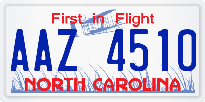 NC license plate AAZ4510