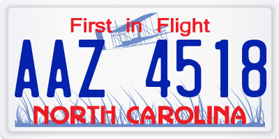 NC license plate AAZ4518