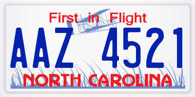 NC license plate AAZ4521